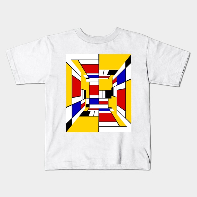 Mondrian Cube Kids T-Shirt by SiSuSiSu